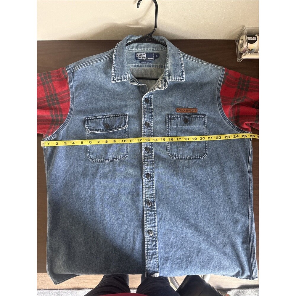 Vintage Polo Sport Ralph Lauren Cotton Mens Size L Long Sleeve Button Down Shirt - Picture 6 of 9